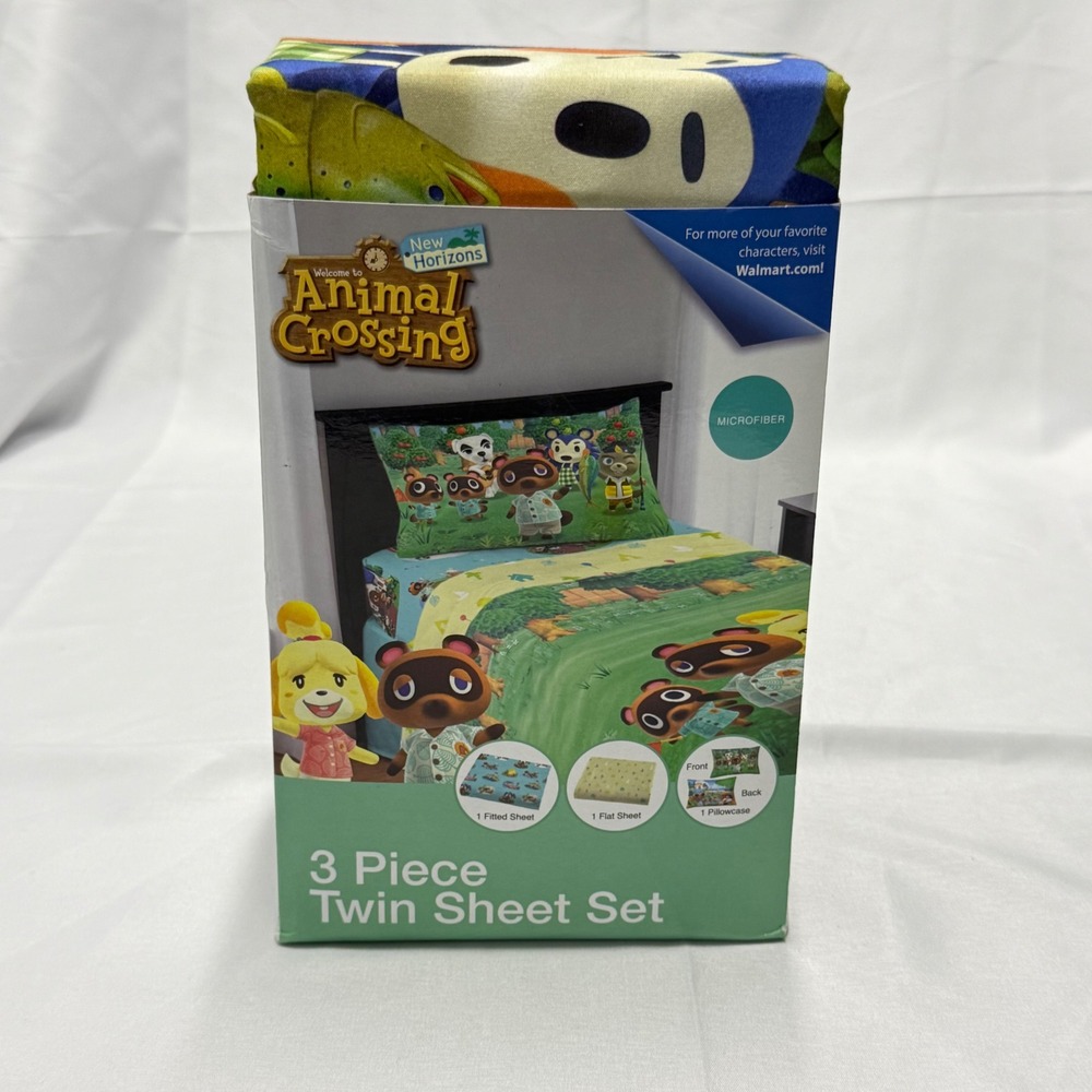 Animal Crossing New Horizons Twin Sheet Set 3pc Microfiber Happy Campers New
